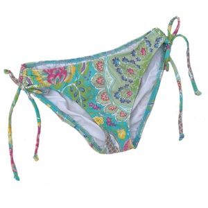 Shoshanna Medium Swim Bikini Bottom Floral Garden Ruched Spring Blue Green